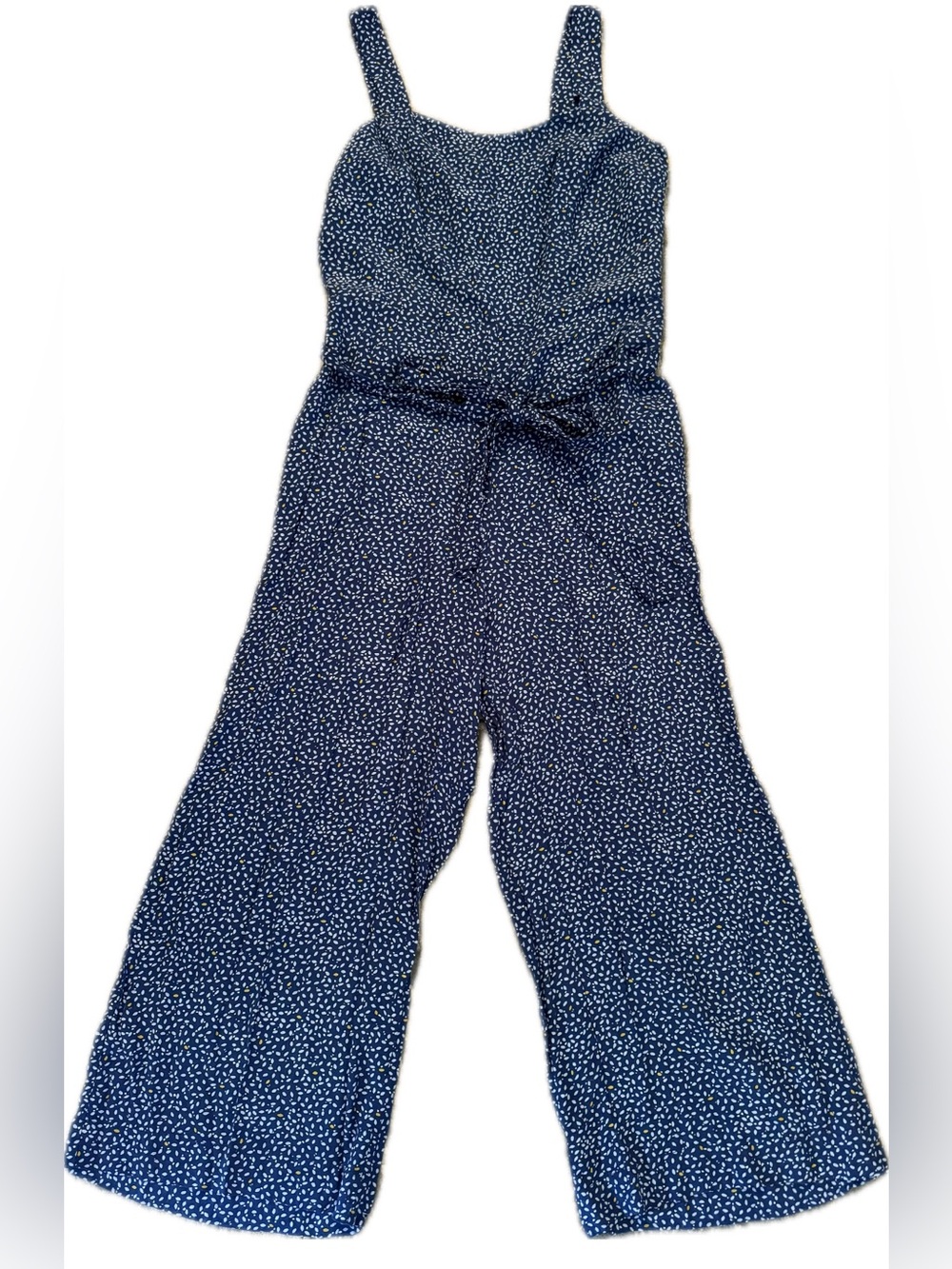 GAP Navy and White Dot Wide-Leg Jumpsuit